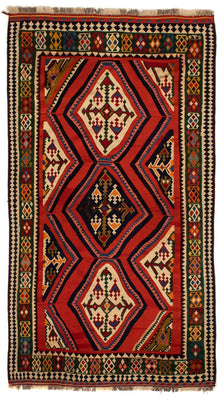 Kelim Carpet - orientalisk matta - 290 x 173 cm - mörkröd