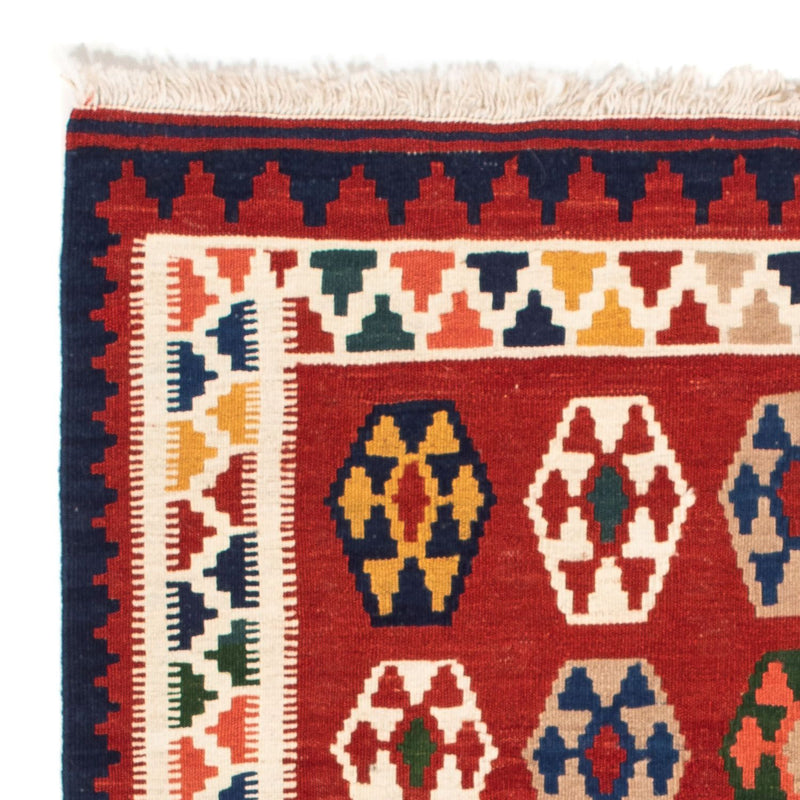 Kelim Carpet - orientalisk matta kvadrat  - 96 x 95 cm - mörkröd