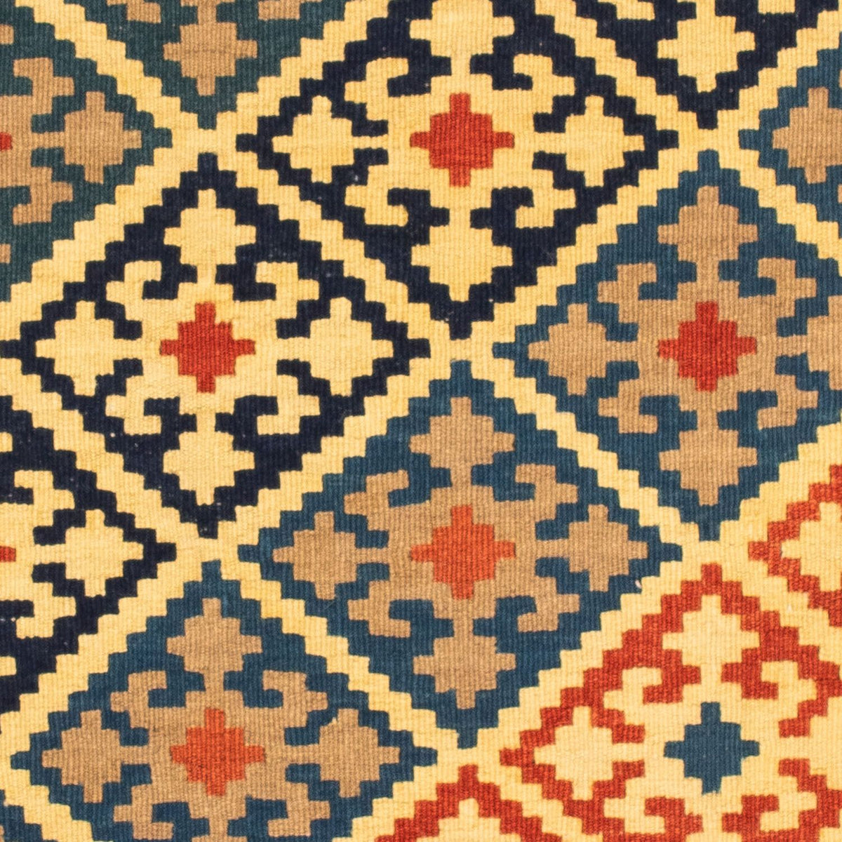 Kelim Carpet - orientalisk matta kvadrat  - 106 x 102 cm - guld