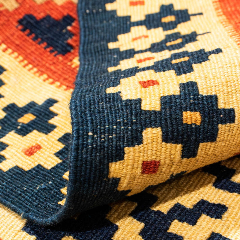 Kelim Carpet - orientalisk matta kvadrat  - 106 x 102 cm - guld