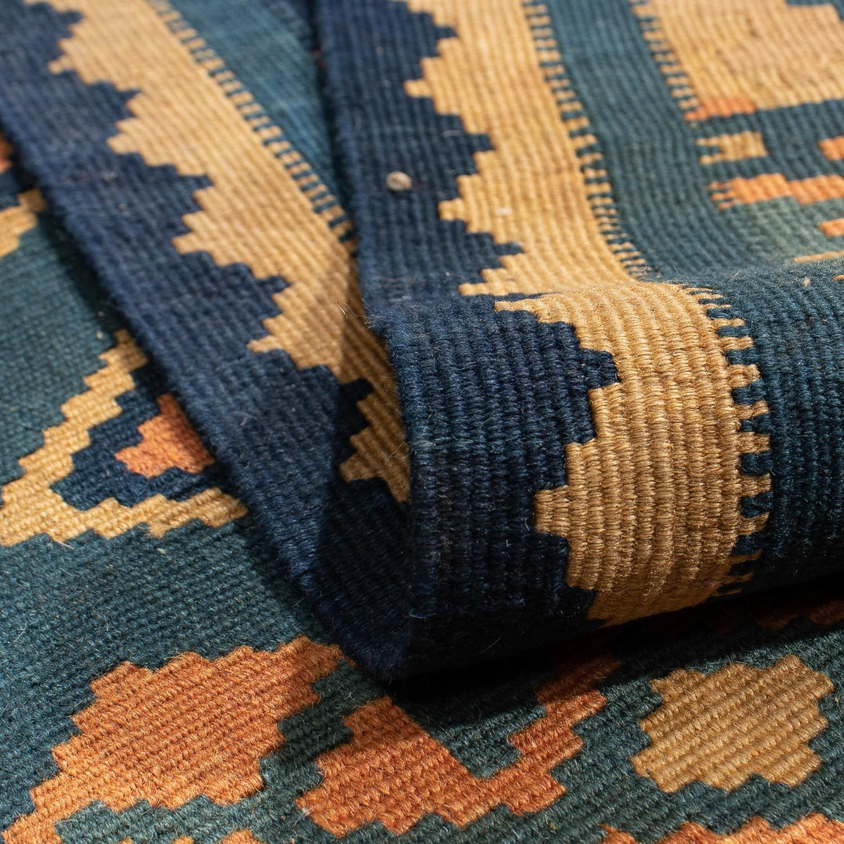 Kelim Carpet - orientalisk matta - 195 x 157 cm - mörkblå