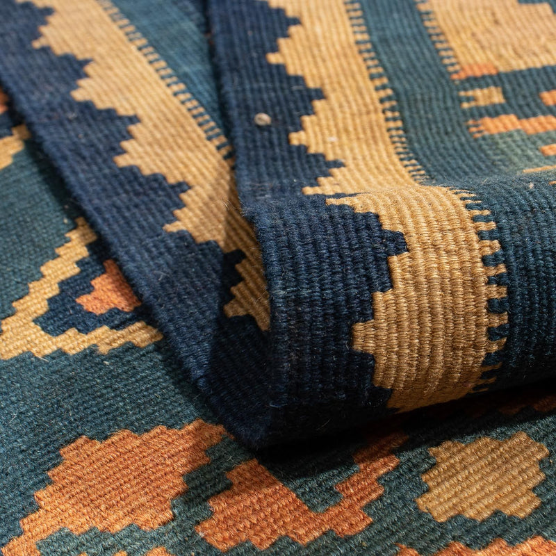 Kelim Carpet - orientalisk matta - 195 x 157 cm - mörkblå