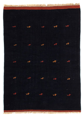 Kelim Carpet - orientalisk matta - 206 x 150 cm - mörkblå