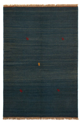 Kelim Carpet - orientalisk matta - 203 x 146 cm - mörkblå