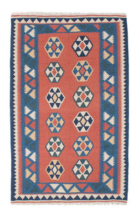 Kelim Carpet - orientalisk matta - 191 x 122 cm - mörkblå