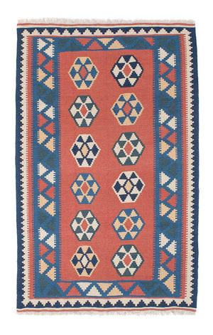 Kelim Carpet - orientalisk matta - 191 x 122 cm - mörkblå