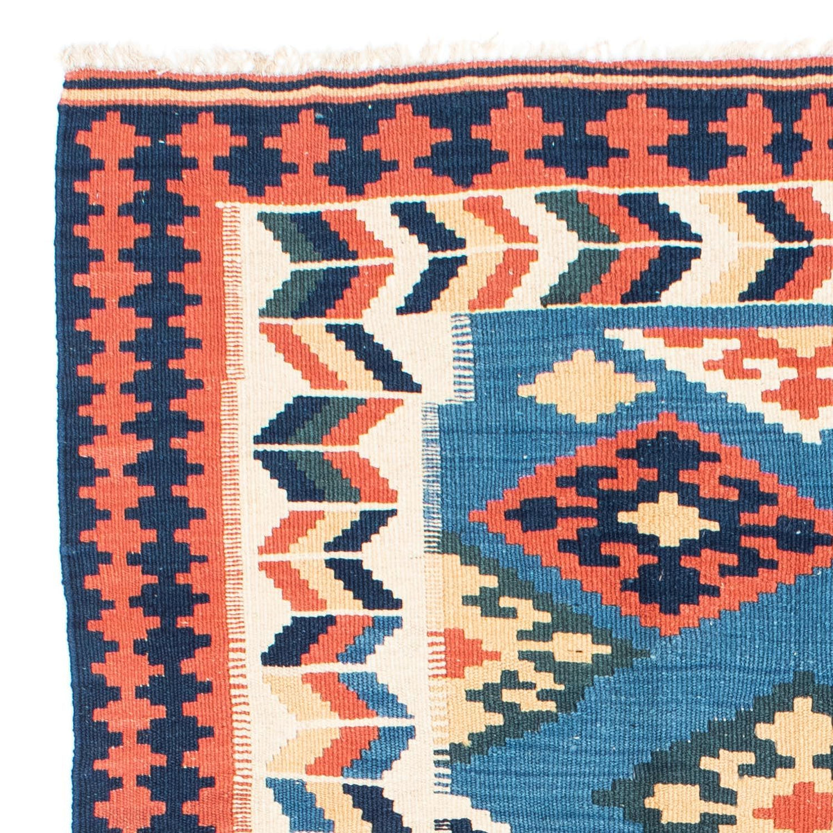 Kelim Carpet - orientalisk matta - 194 x 133 cm - blå