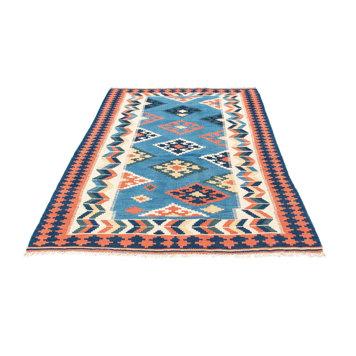 Kelim Carpet - orientalisk matta - 194 x 133 cm - blå