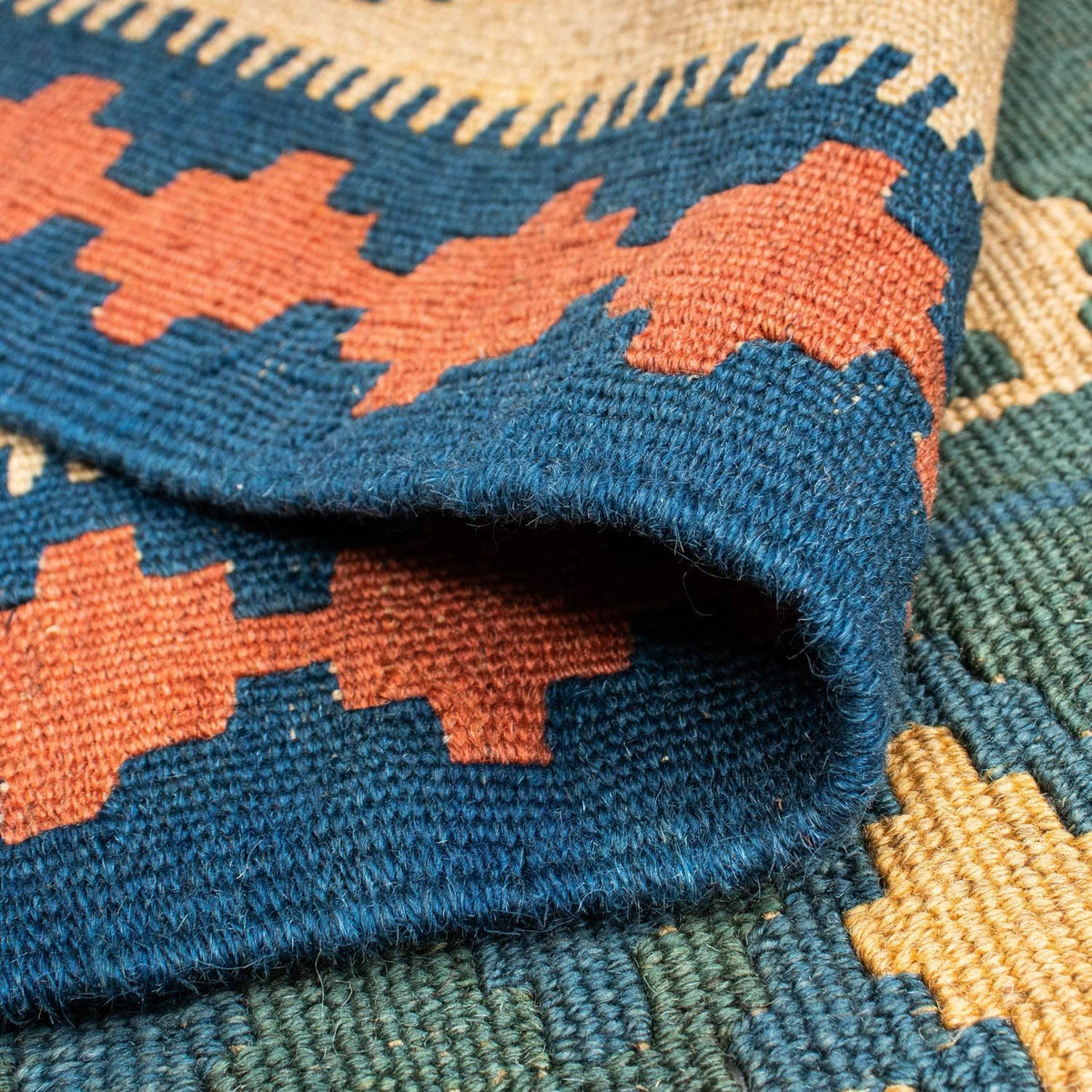 Kelim Carpet - orientalisk matta - 198 x 121 cm - blå