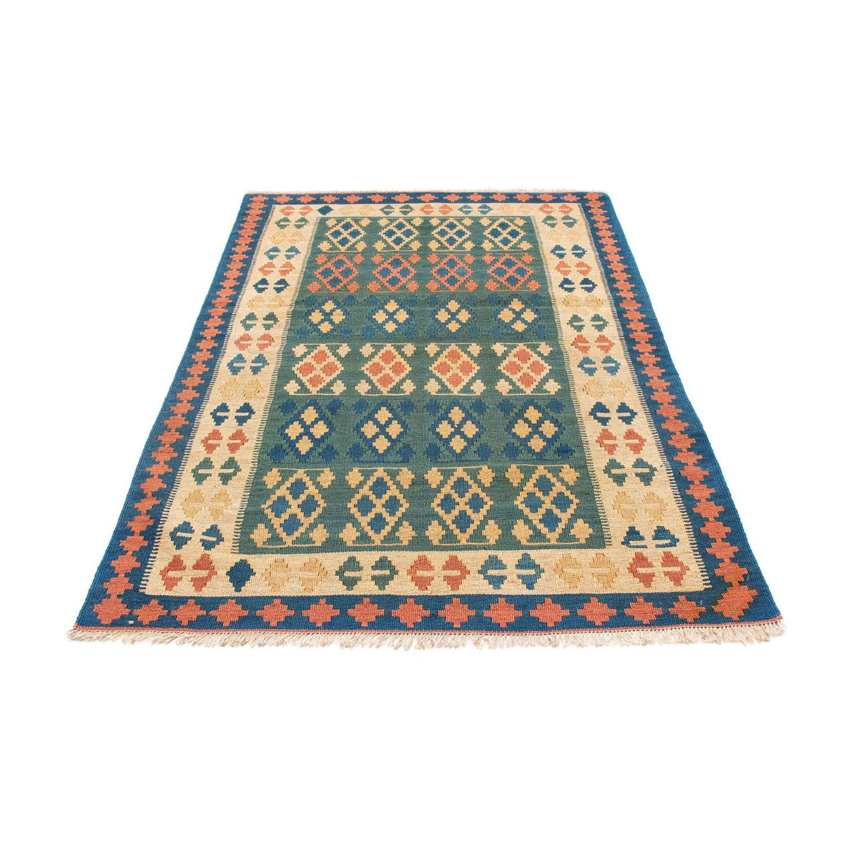 Kelim Carpet - orientalisk matta - 198 x 121 cm - blå