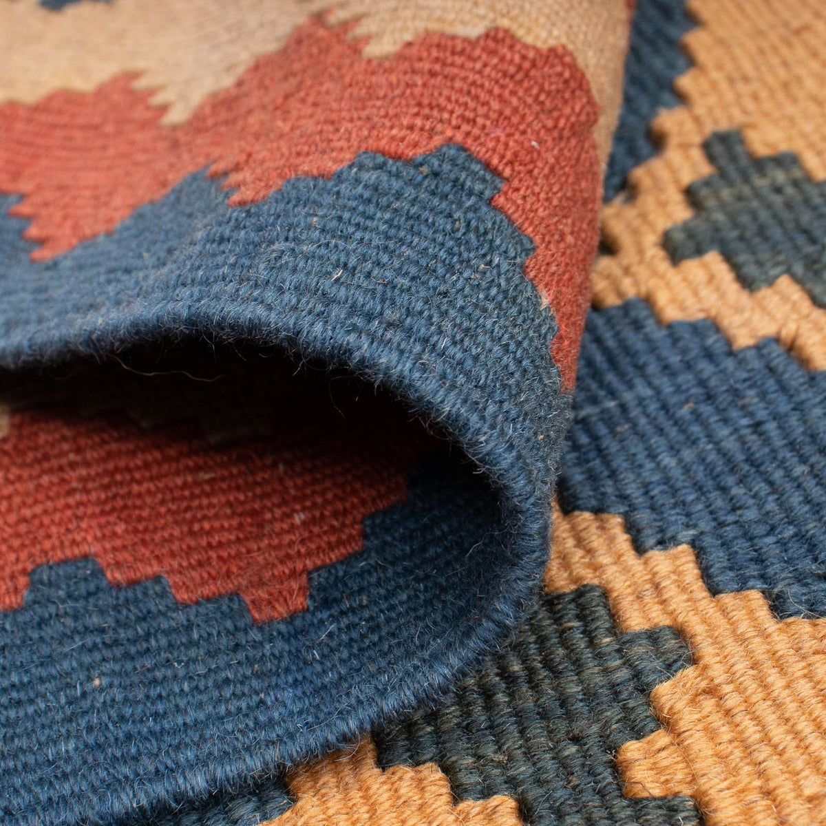 Kelim Carpet - orientalisk matta - 193 x 124 cm - blå