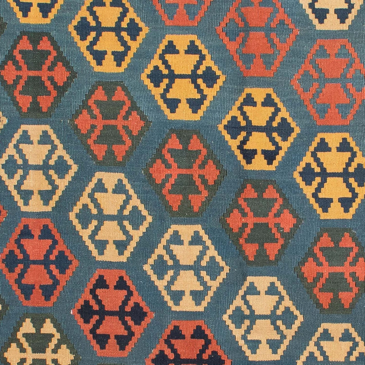 Kelim Carpet - orientalisk matta kvadrat  - 212 x 198 cm - blå