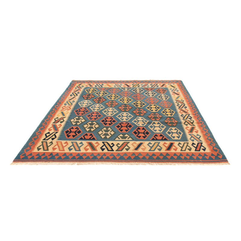 Kelim Carpet - orientalisk matta kvadrat  - 212 x 198 cm - blå