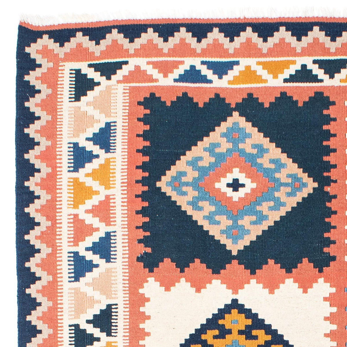 Kelim Carpet - orientalisk matta - 200 x 159 cm - blå