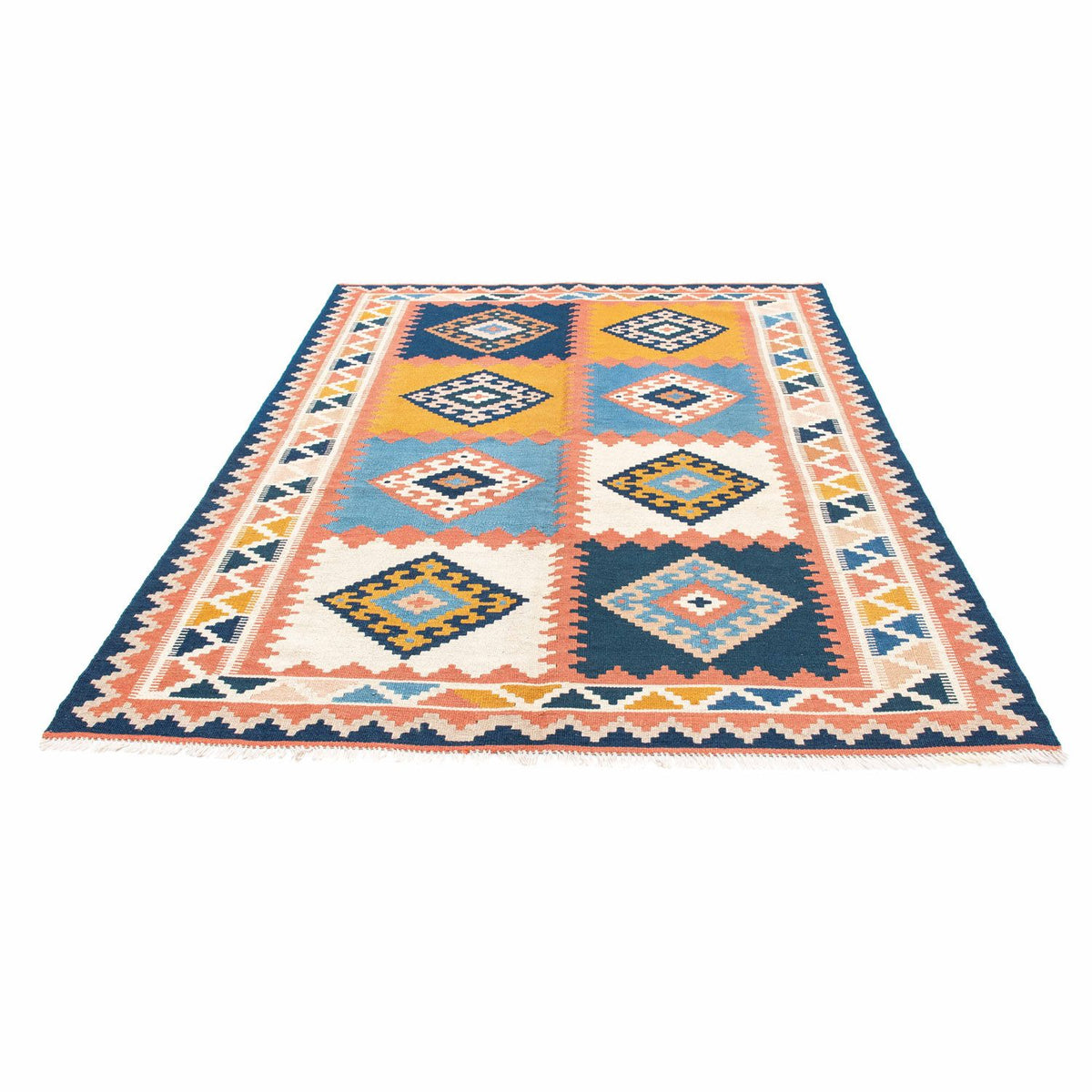Kelim Carpet - orientalisk matta - 200 x 159 cm - blå
