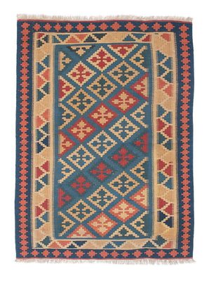 Kelim Carpet - orientalisk matta - 168 x 118 cm - blå
