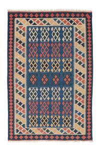 Kelim Carpet - orientalisk matta - 180 x 114 cm - blå
