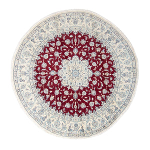 Persisk matta - Nain runt  - 290 x 290 cm - mörkröd