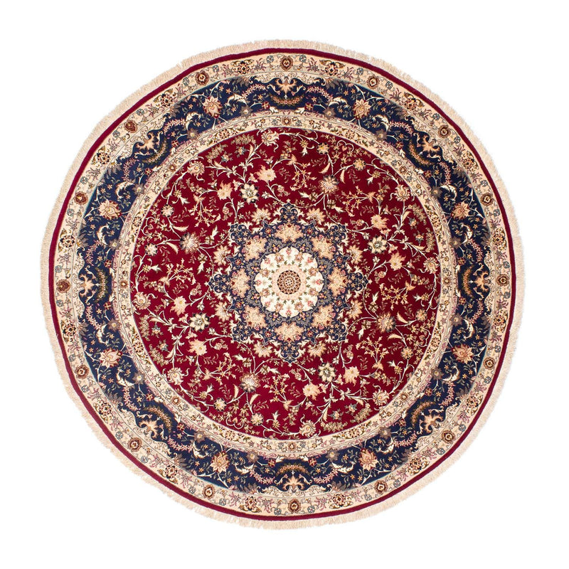 Persisk matta - Tabriz - Royal runt  - 250 x 250 cm - mörkröd