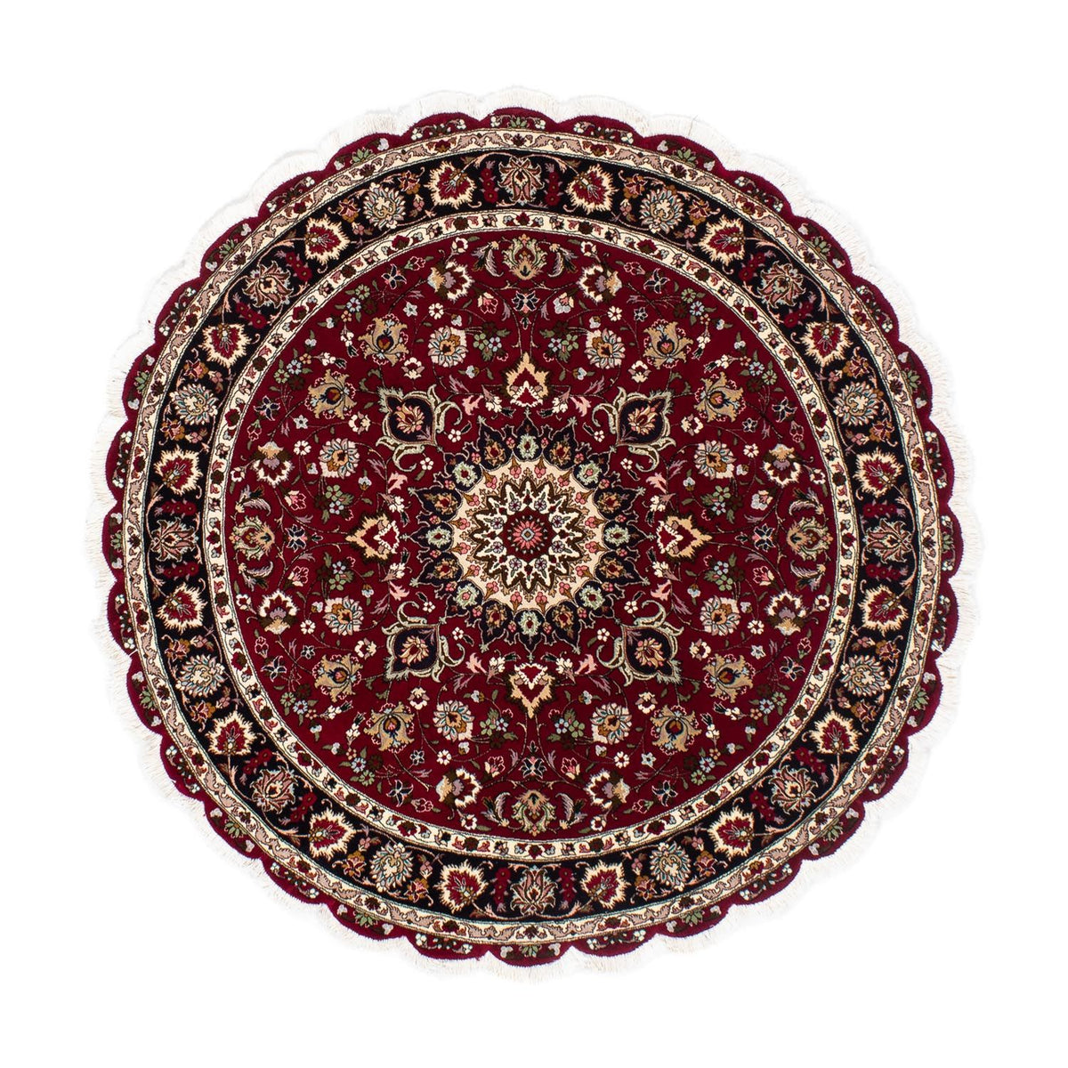 Persisk matta - Tabriz - Royal runt  - 150 x 150 cm - mörkröd