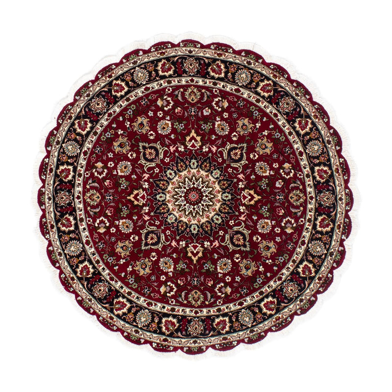 Persisk matta - Tabriz - Royal runt  - 150 x 150 cm - mörkröd