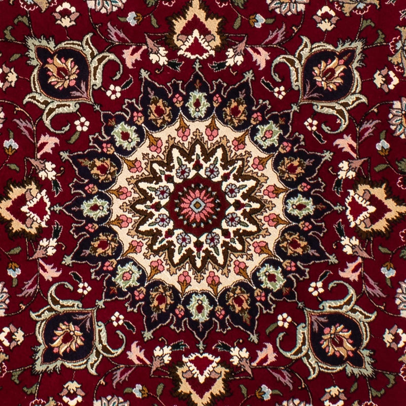 Persisk matta - Tabriz - Royal runt  - 150 x 150 cm - mörkröd