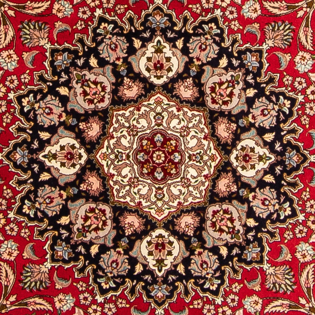 Persisk matta - Tabriz - Royal runt  - 253 x 253 cm - mörkröd