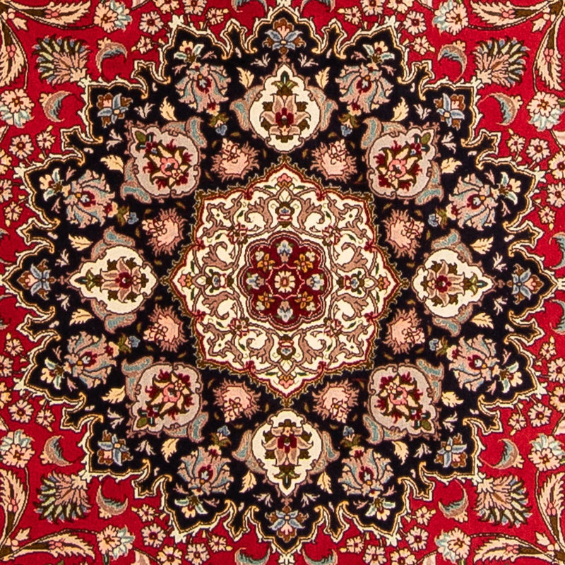 Persisk matta - Tabriz - Royal runt  - 253 x 253 cm - mörkröd