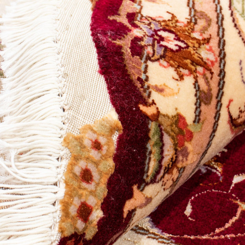 Persisk matta - Tabriz - Royal runt  - 155 x 155 cm - mörkröd