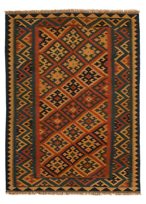 Kelim Carpet - orientalisk matta - 198 x 148 cm - mörkröd