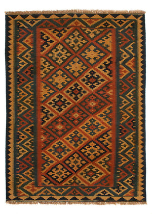 Kelim Carpet - orientalisk matta - 198 x 148 cm - mörkröd