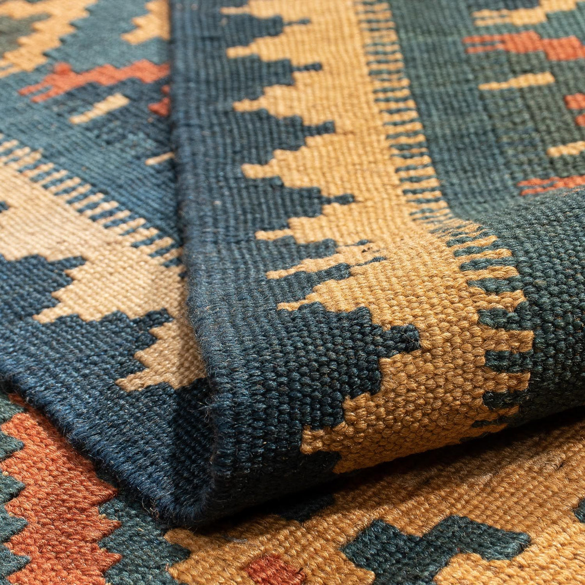 Kelim Carpet - orientalisk matta - 198 x 148 cm - mörkröd