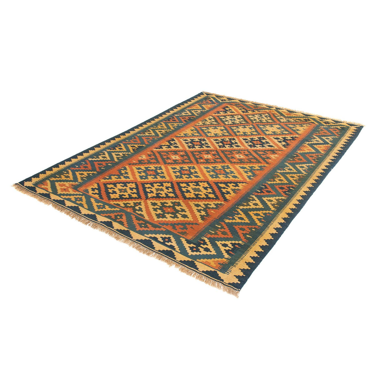 Kelim Carpet - orientalisk matta - 198 x 148 cm - mörkröd