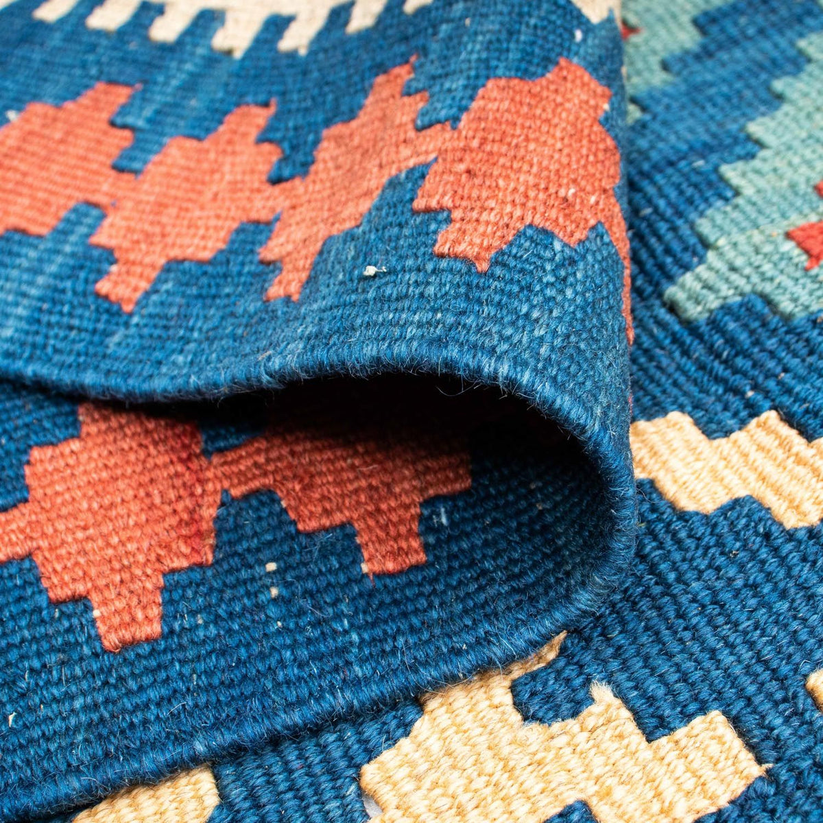 Kelim Carpet - orientalisk matta - 170 x 128 cm - blå