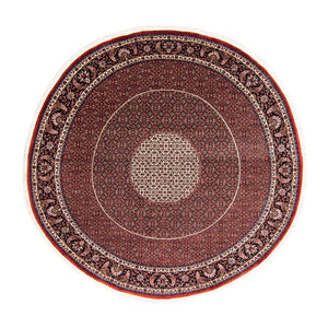 Persisk matta - Bijar runt  - 247 x 247 cm - mörkröd