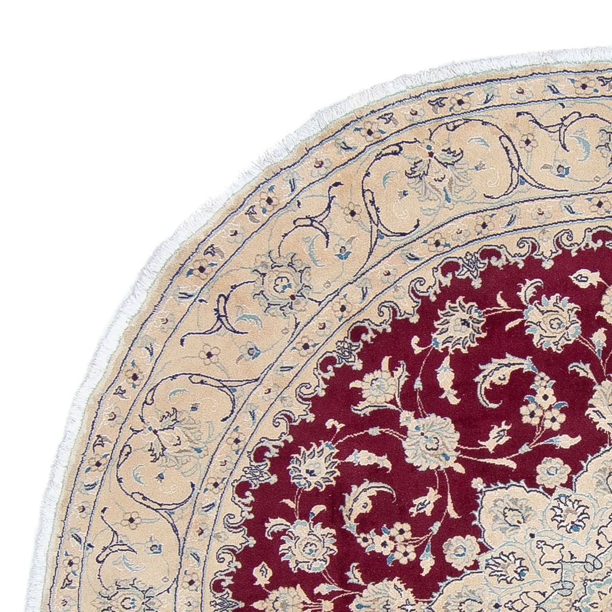 Persisk matta - Nain runt  - 246 x 246 cm - mörkröd