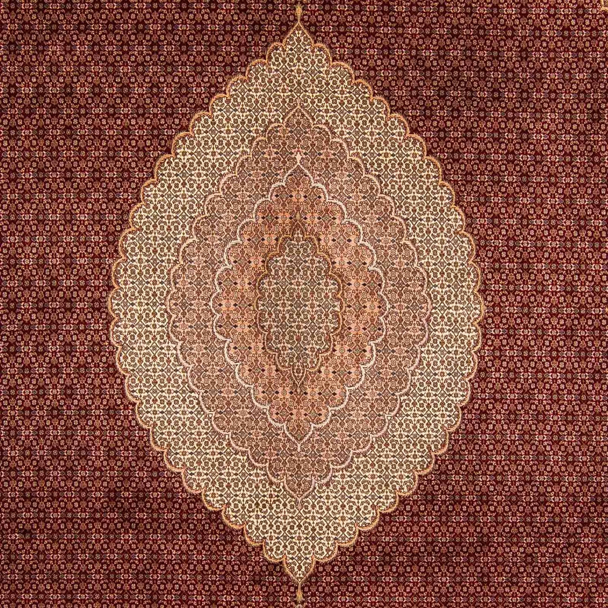 Persisk matta - Tabriz - 400 x 298 cm - mörkröd