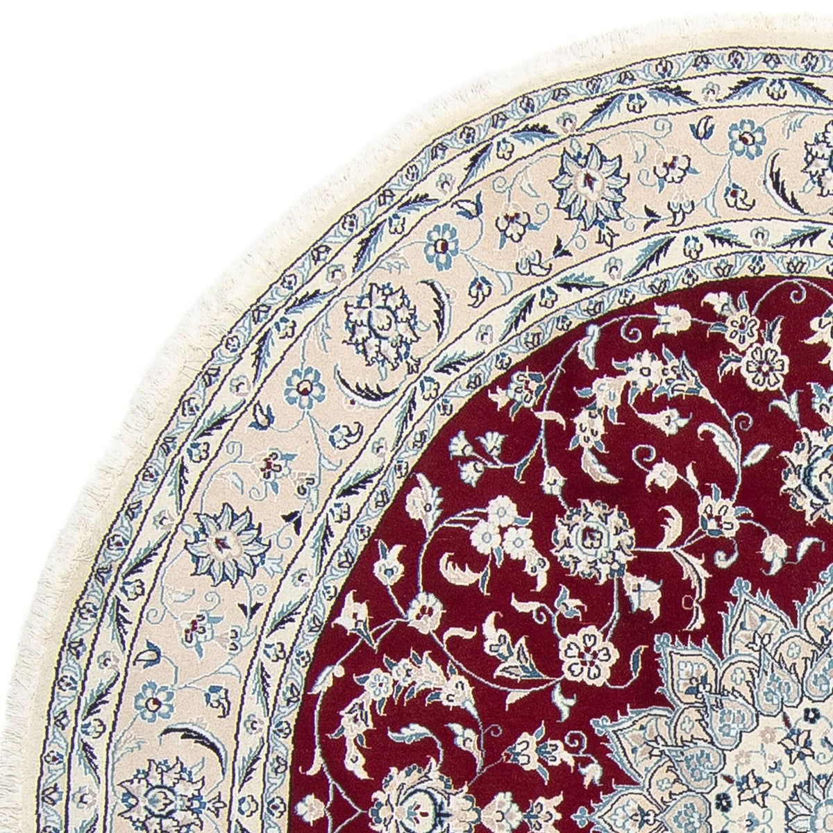 Persisk matta - Nain runt  - 250 x 250 cm - mörkröd