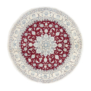 Persisk matta - Nain runt  - 245 x 245 cm - mörkröd