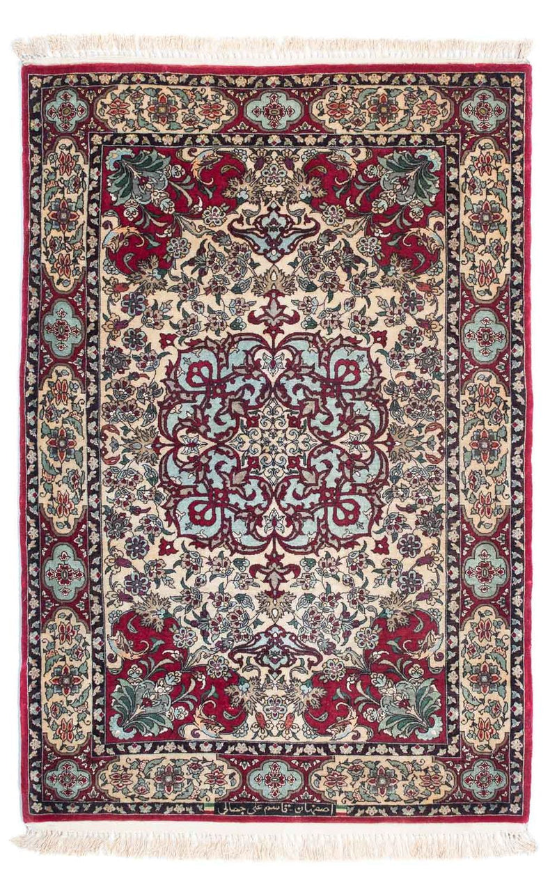 Persisk matta - Isfahan - Premium - 124 x 83 cm - mörkröd