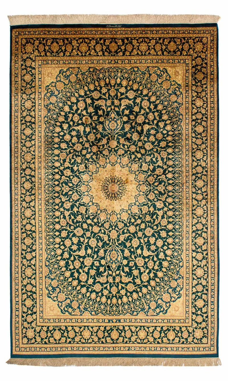 Silk Carpet - Ghom Silk - Premium - 216 x 132 cm - mörkblå