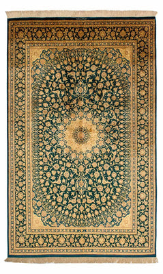 Silk Carpet - Ghom Silk - Premium - 216 x 132 cm - mörkblå