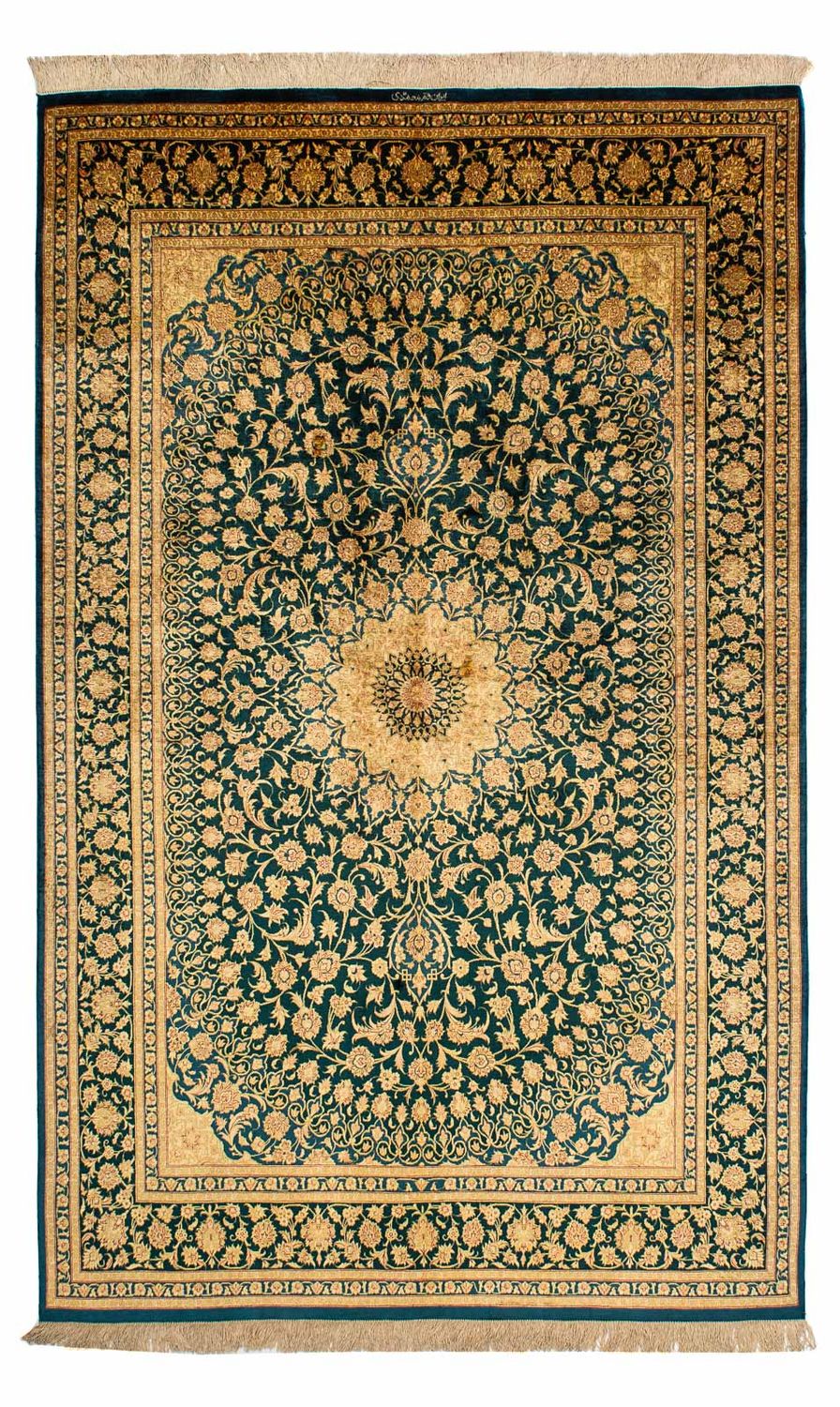 Silk Carpet - Ghom Silk - Premium - 216 x 132 cm - mörkblå
