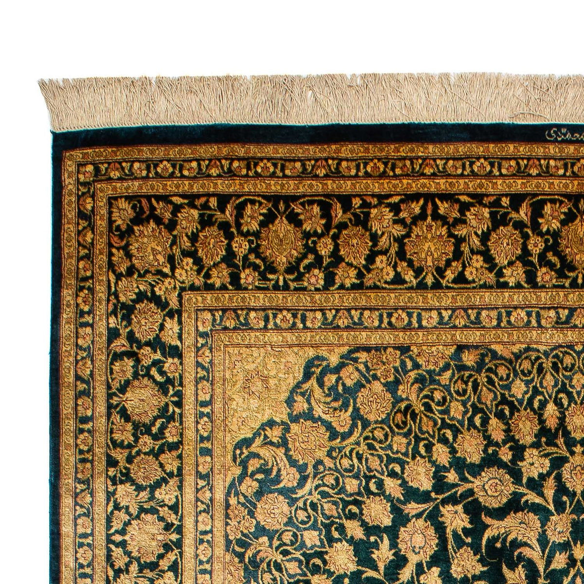 Silk Carpet - Ghom Silk - Premium - 216 x 132 cm - mörkblå