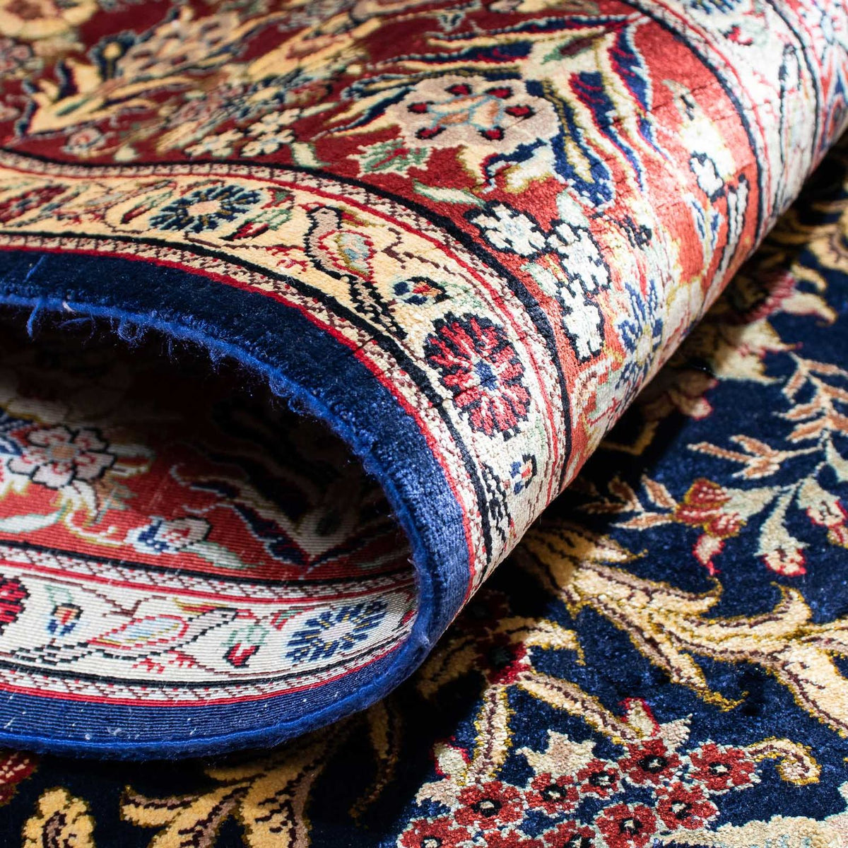 Persisk matta - Ghom - 154 x 98 cm - mörkblå