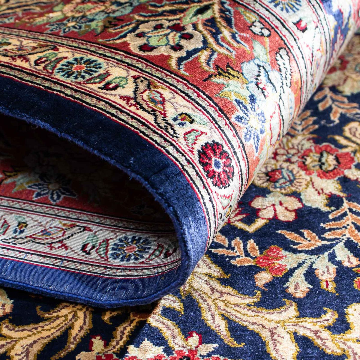 Persisk matta - Ghom - 154 x 103 cm - mörkblå