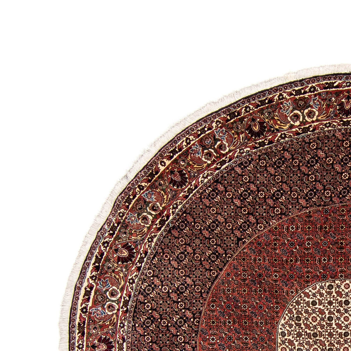 Persisk matta - Bijar runt  - 260 x 260 cm - mörkröd