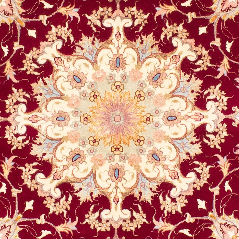 Persisk matta - Tabriz - Royal runt  - 150 x 150 cm - mörkröd