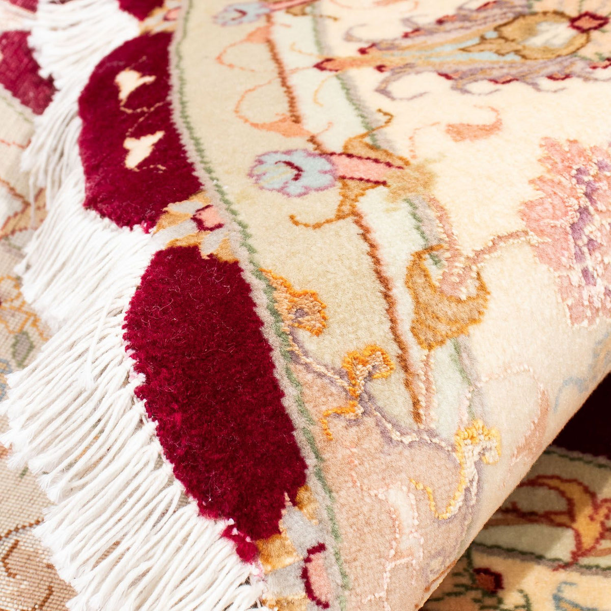 Persisk matta - Tabriz - Royal runt  - 150 x 150 cm - mörkröd