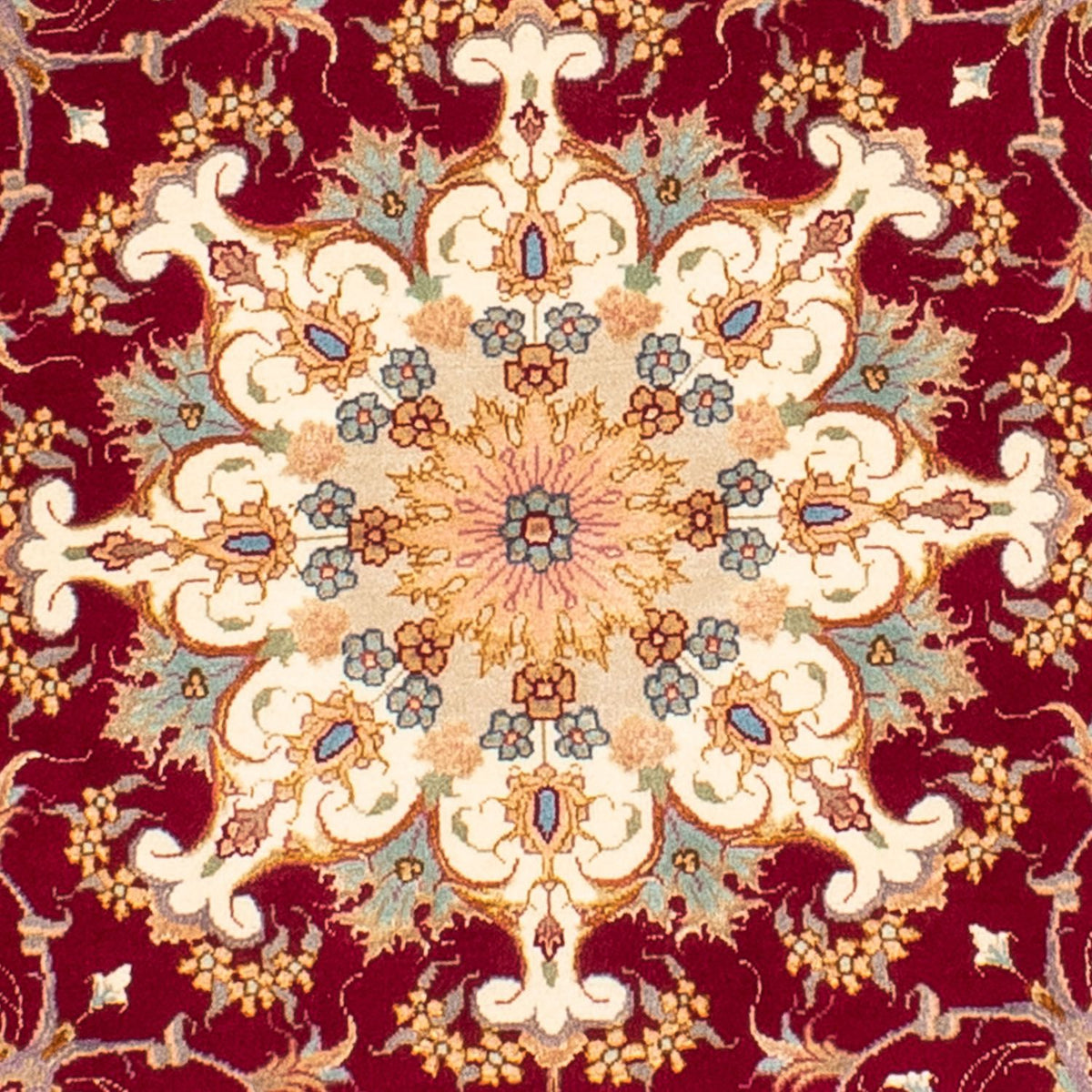 Persisk matta - Tabriz - Royal runt  - 150 x 150 cm - mörkröd